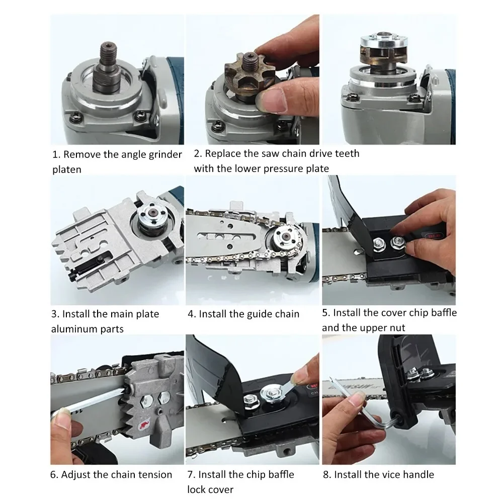 1 Set Chainsaw Converter Set High Carbon Steel Electric Bracket for Angle Grinder Woodworking Tool