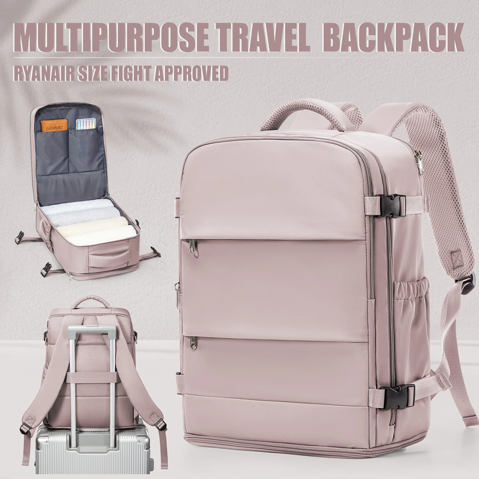 FLCC Reiserucksack für Damen und Herren, Ryanair Rucksack 40x30x20 Handgepäck Flugzeuggepäck EasyJet 45x36x20 Rucksack Business Laptoptasche 6