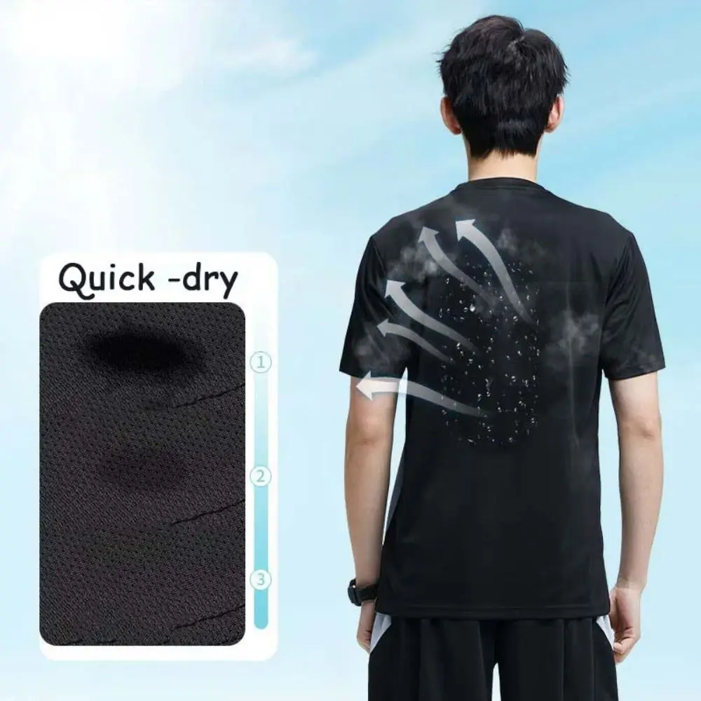 

Gradient Color Short Sleeve T-shirt Shorts Patchwork Breathable Summer Sport Sets Sportswear Male Clothings