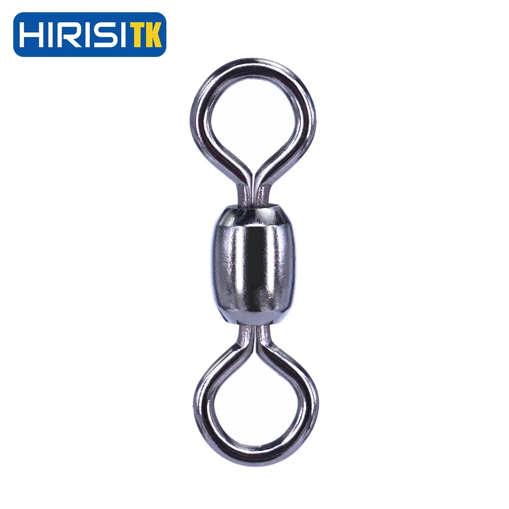 HirisiTK-barril rodante de acero inoxidable de 30 piezas, Conector de línea giratoria, anillos sólidos, accesorios de pesca