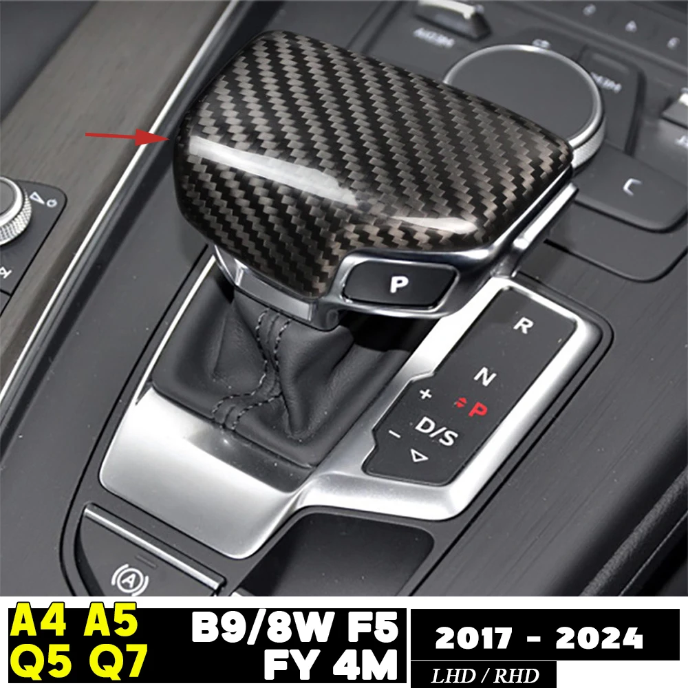 Carbon Fiber Gear Shift Knob Dry Carbon Automatic Transmission Shifter Trim for Audi A4 B9 8W A5 F5 Q5 FY Q7 M4 2017 - 2024