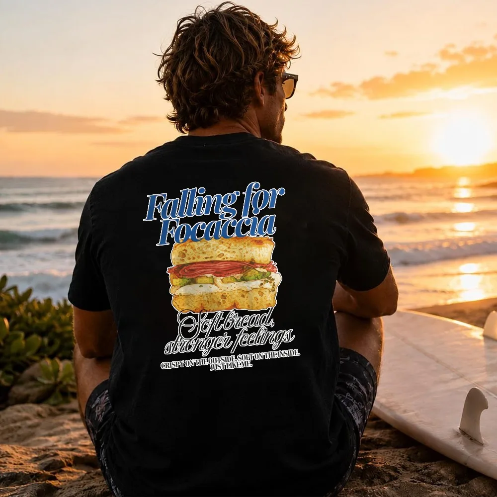 Falling for Focaccia Tshirt, Italian Focaccia Bread Tee Bakery Food Graphic Foodie Casual Top Sandwich Lover Shirt Vintage Tees
