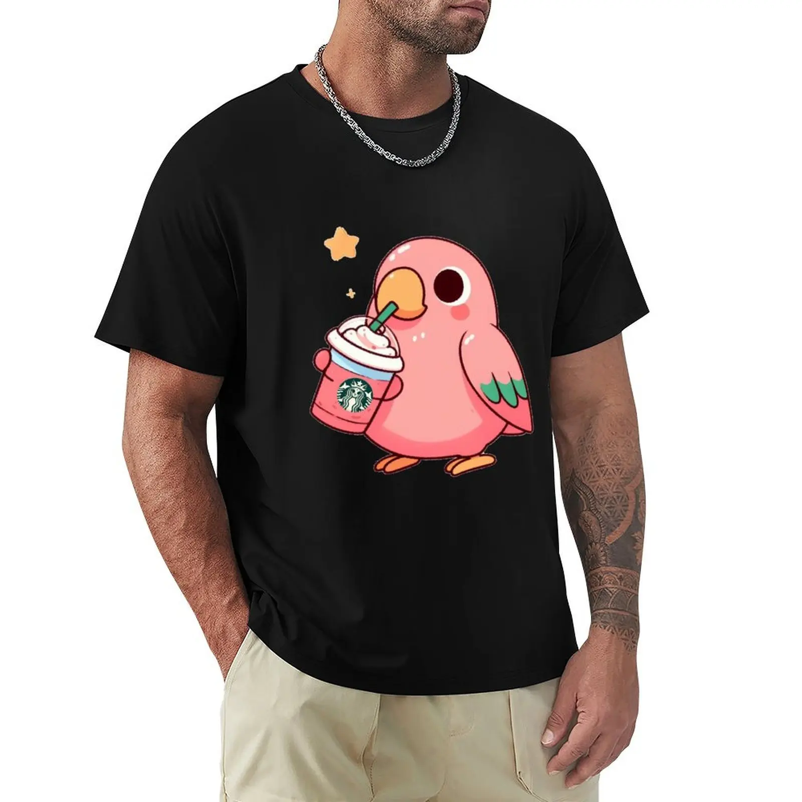 

Frappuccino Parrot T-Shirt Summer Casual Loose T-Shirt