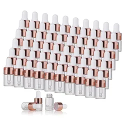 10pcs Mini Dropper Bottles Glass Empty Essential Oil Aromatherapy Bottles 1ml 2ml 3ml 5ml Rose Gold Cap Pipettes Bottles