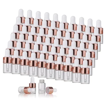 10 adet Mini damlalık şişeler cam boş uçucu yağ aromaterapi şişeleri 1ml 2ml 3ml 5ml gül altın kap pipetler şişeler