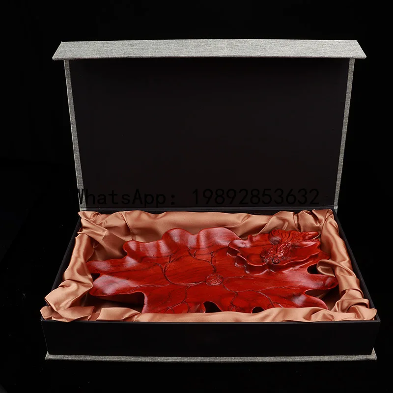 Rosewood lotus goldfish tray fruit plate wood carving crafts mahogany ornaments solid wood ornaments for home nut plate