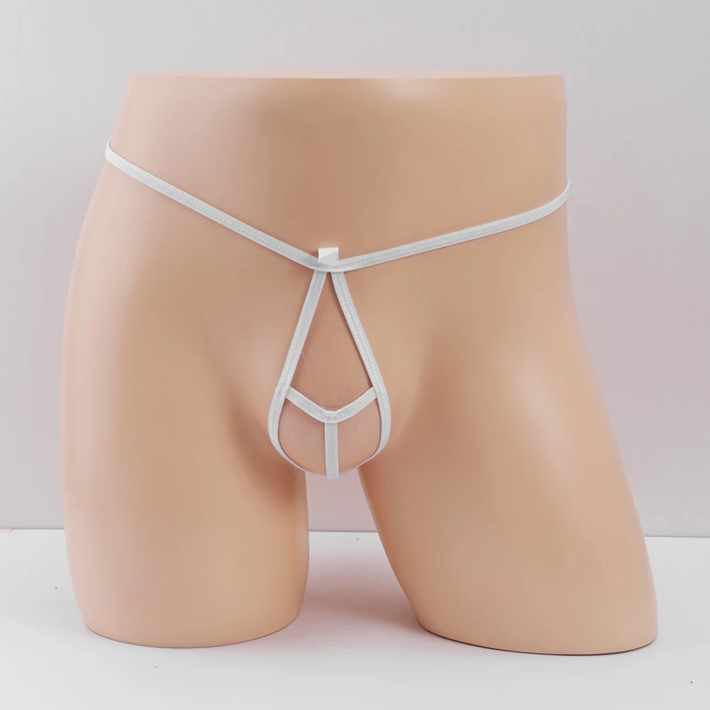 Cómoda Tanga ahuecada con anillo para pene, bragas eróticas recortadas, lencería, bragas para hombre, calzoncillos con espalda en T