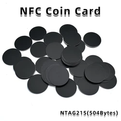 10/50/100 szt. Tagi RFID NFC czarna moneta, 13,56 MHz, kompatybilne z TagMo NFC 215, 25 mm, 504 bajtów, NFC osobista automatyka NFC215