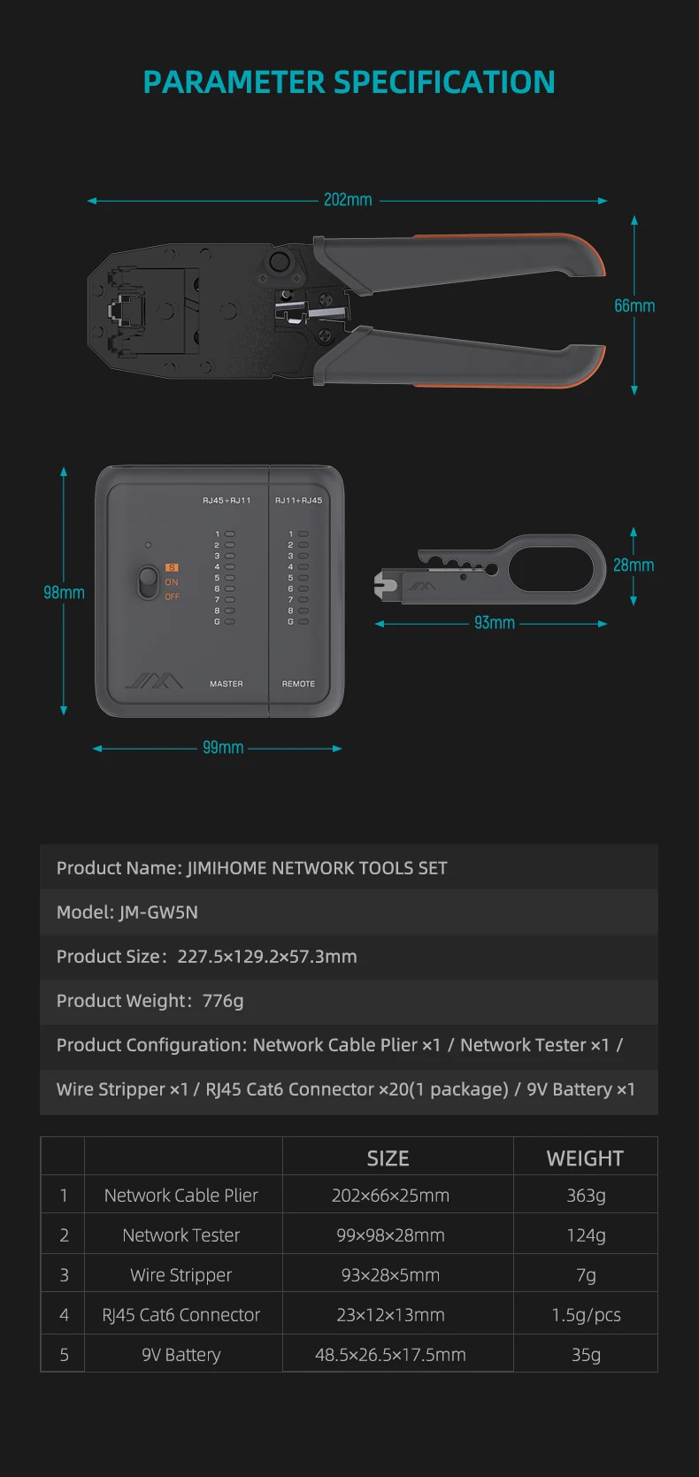 JIMIHOME JM-GTW5N Network Tool Set