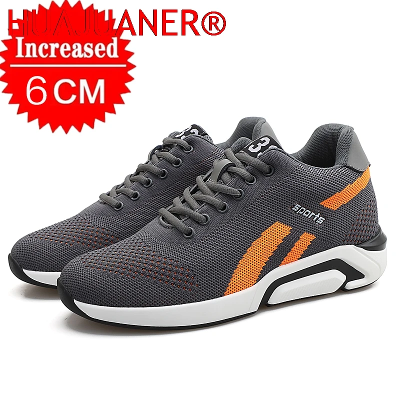 

New men's Sneakers Mesh Surface Breathable lace-up Running Shoes Light Casual Sports Shoes Invisible Height Increasing 6cm