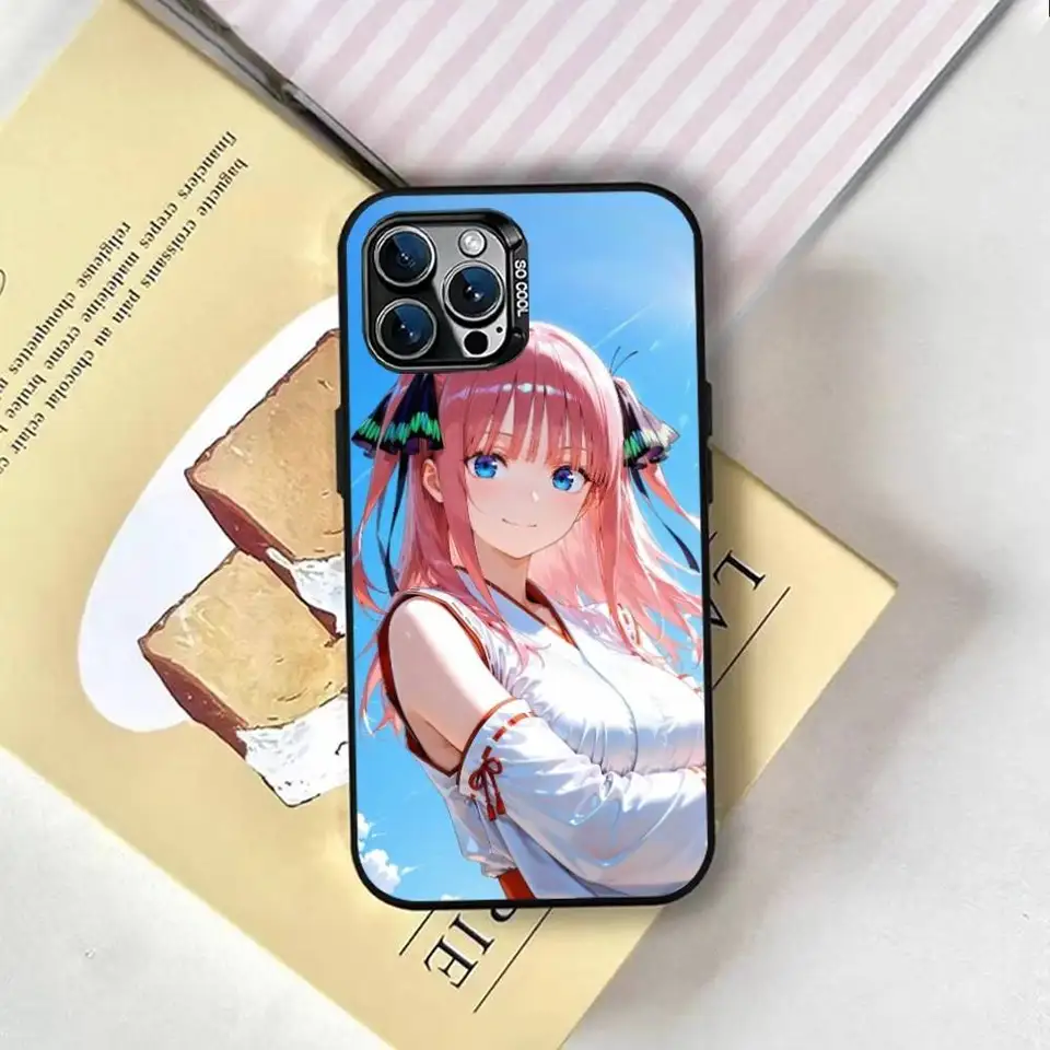 Funda de anime N-Nino N-Nakano para iPhone 17,16,15,14,13,12,11 Plus,Pro Max,XS, plateada por dentro 6