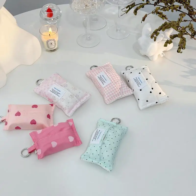 Koreanische, niedliche, handgefertigte Mini-Tasche mit Polka-Dot-Muster und Spitze, hochwertiges Aussehen, tragbar, ideal für die Aufbewahrung und zum Aufhängen. – Detail 10