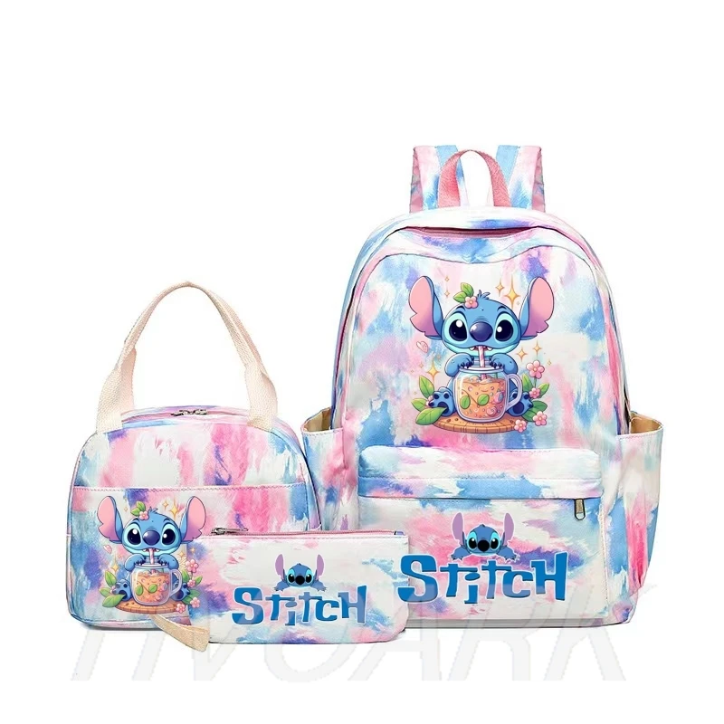 

Lilo & Stitch Backpacks Lunch Bag 3pcs Teens Women Men Casual Travel Mochilas Gradient Ramp Cartoon Teens Laptop School Bag