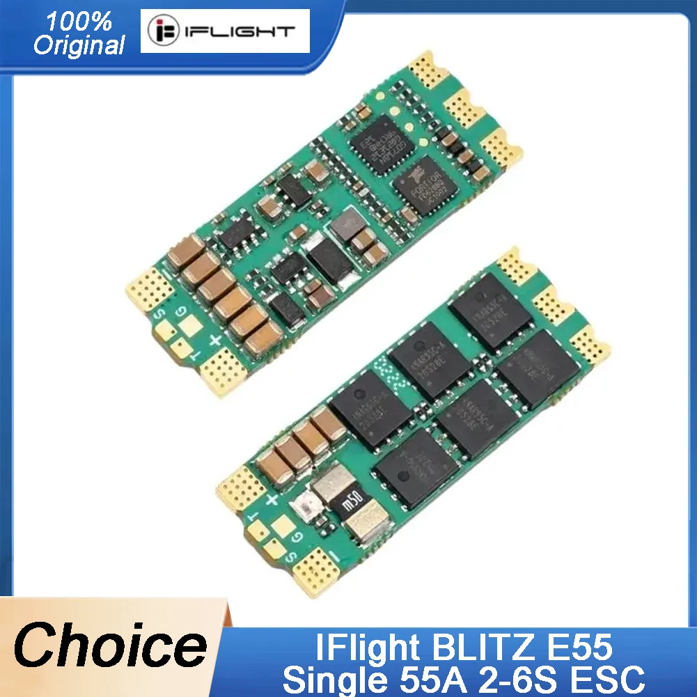 

IFlight BLITZ E55 Single 55A 2-6S ESC BlHeli32 Support Dshot600 Proshot Oneshot Multishot for RC FPV Racing Drone 35*13mm