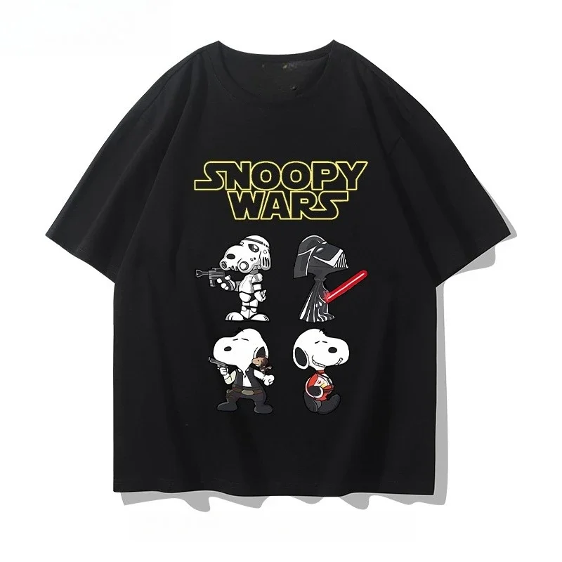 Snoopy Joint Peripheral T Shirt Cotton Short-sleeved Summer Men and Women Kids Darth Vader Force Lightsaber Short-sleeved Sports