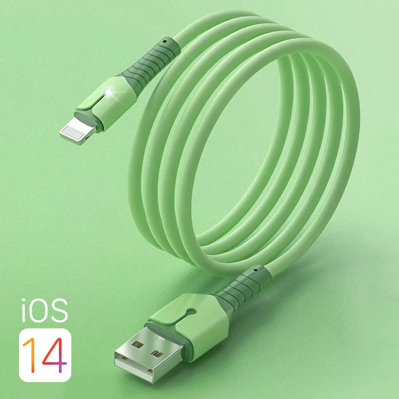 5A Fast Charging Cable USB C Liquid Silicone with Light Data Cable for iphone 13 12 Mini Pro Max XR X Mobile Phone Accessories