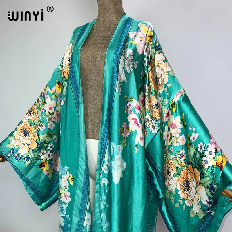 Letnie afrykański nadruk kimono kimono kaftany plażowe zakrywające elegancki kardigan abaya stroje plażowe dla kobiet elegancki płaszcz na imprezę