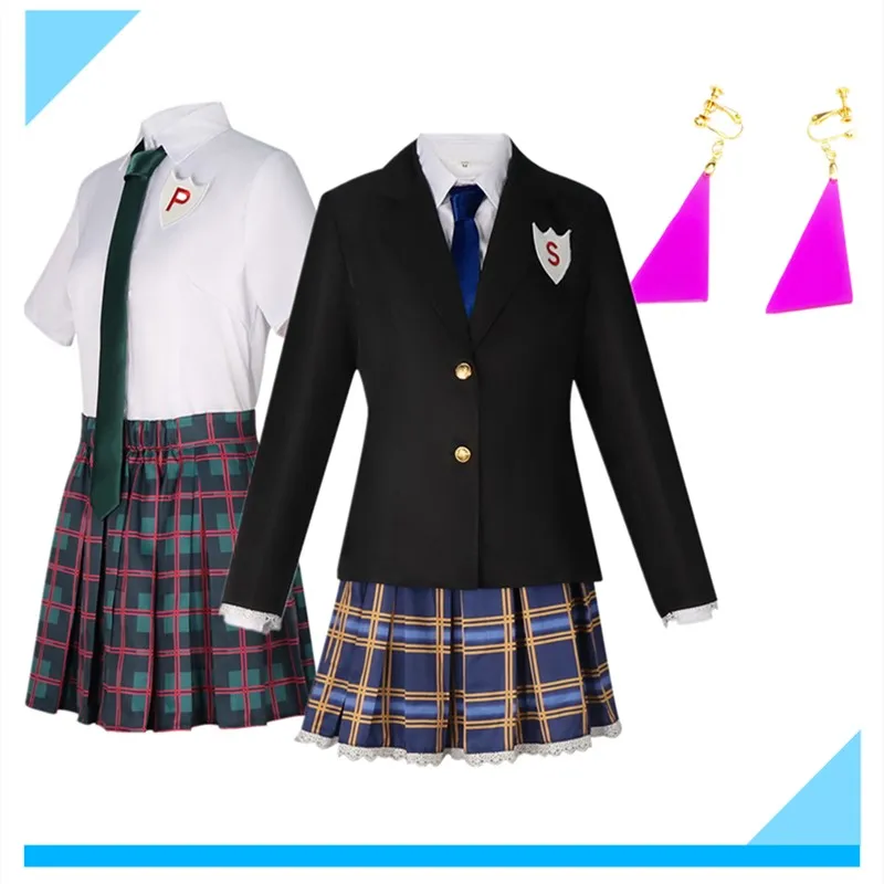 

Panty Cartoon Stocking Cosplay Costume Adult Women Fantasia JK Uniform Coat Skirt Earrings Outfits Halloween Carnival Party Suit