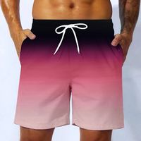 Men's Gradual Change Of Color Casual Beach Shorts Elastic Drawstring Waist Light Quick-drying Fabrics Vacation Casual Sportswear