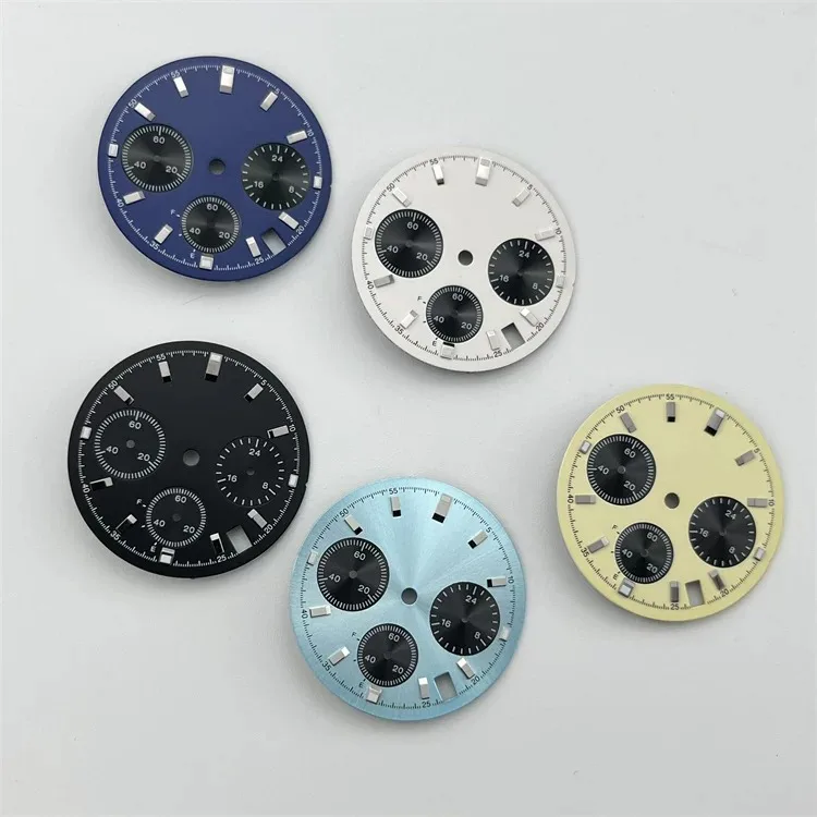 29.5mm No Logo DTN Panda Dial Green Luminous Fit VK63 Movement For Quartz Watch Modification Accessories Custom Logo