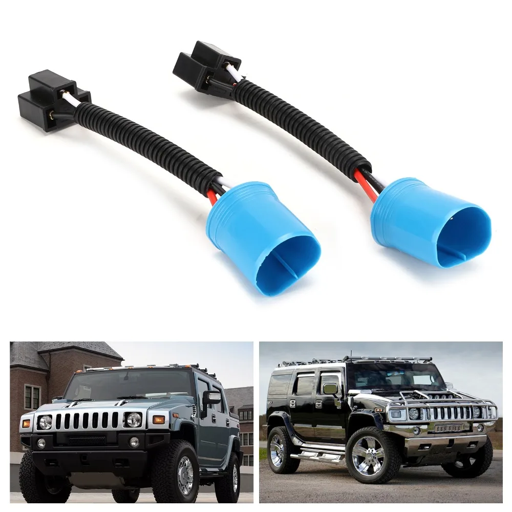 2PCS PVC Headlight Conversion Cable Heat Resistance Electrical Connector Adapter for Harness 9007 H2 Headlight 12V‑24V