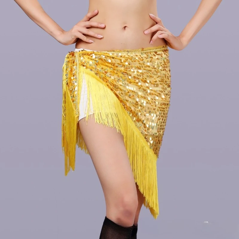 customized bellydance belt waist chain Indian dance accessories sequins tassels performance hip scarve triangular scarves skirts