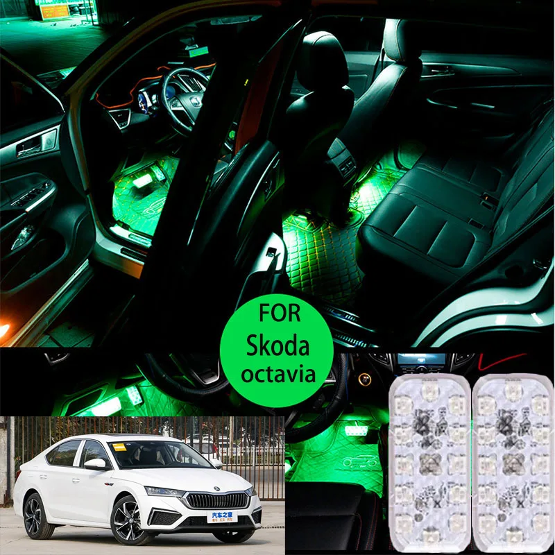 

FOR Skoda octavia LED Car Interior Ambient Foot Light Atmosphere Decorative Lamps Party decoration lights Neon strips