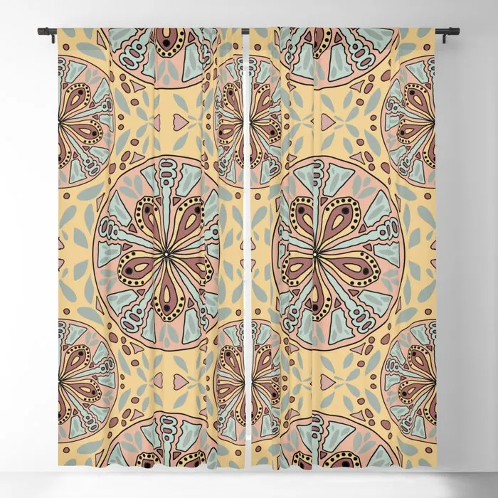 Circle Nouveau Colorized Pattern Blackout Curtains 3D Print Window Curtains For Bedroom Living Room Decor Window Treatments