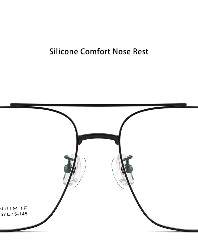 Große Größe reine Titan Brillen ultraleichte Mode Retro Pilot Doppelbrücke Brille optische Rezept Rahmen Mann Frau – Detail 6