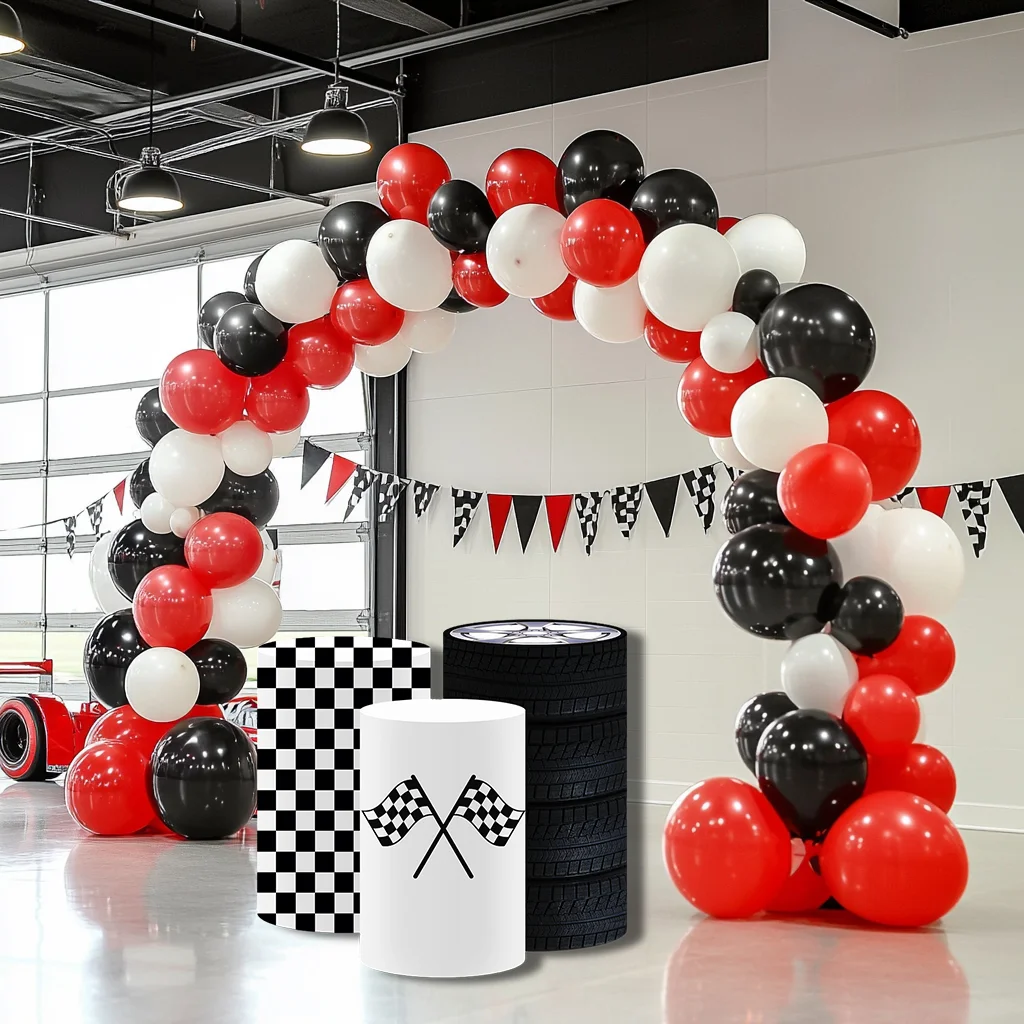 1 مجموعة (3 قطعة) اسطوانة يغطي الرياضة موضوع سباق السيارات حفلة عيد ميلاد بسط الركيزة غطاء استحمام الطفل مفرش المائدة ديكور الدعائم