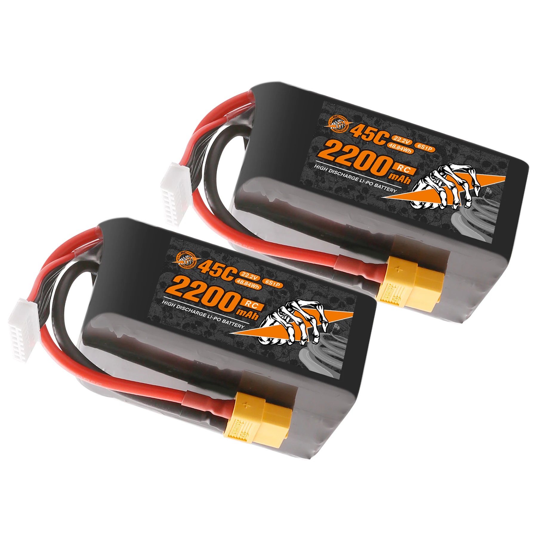 

RCHackers 6S 2200mAh 22.2V 45C Lipo Battery with XT60 Plug[2 Packs]