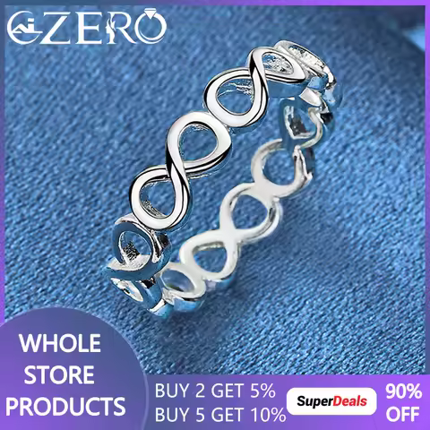 ALIZERO 925 Sterling Silver Full 8-Shaped Ring For Women Wedding Rings Engagement Band Fashion Party Charms Jewelry Lovers Gifts