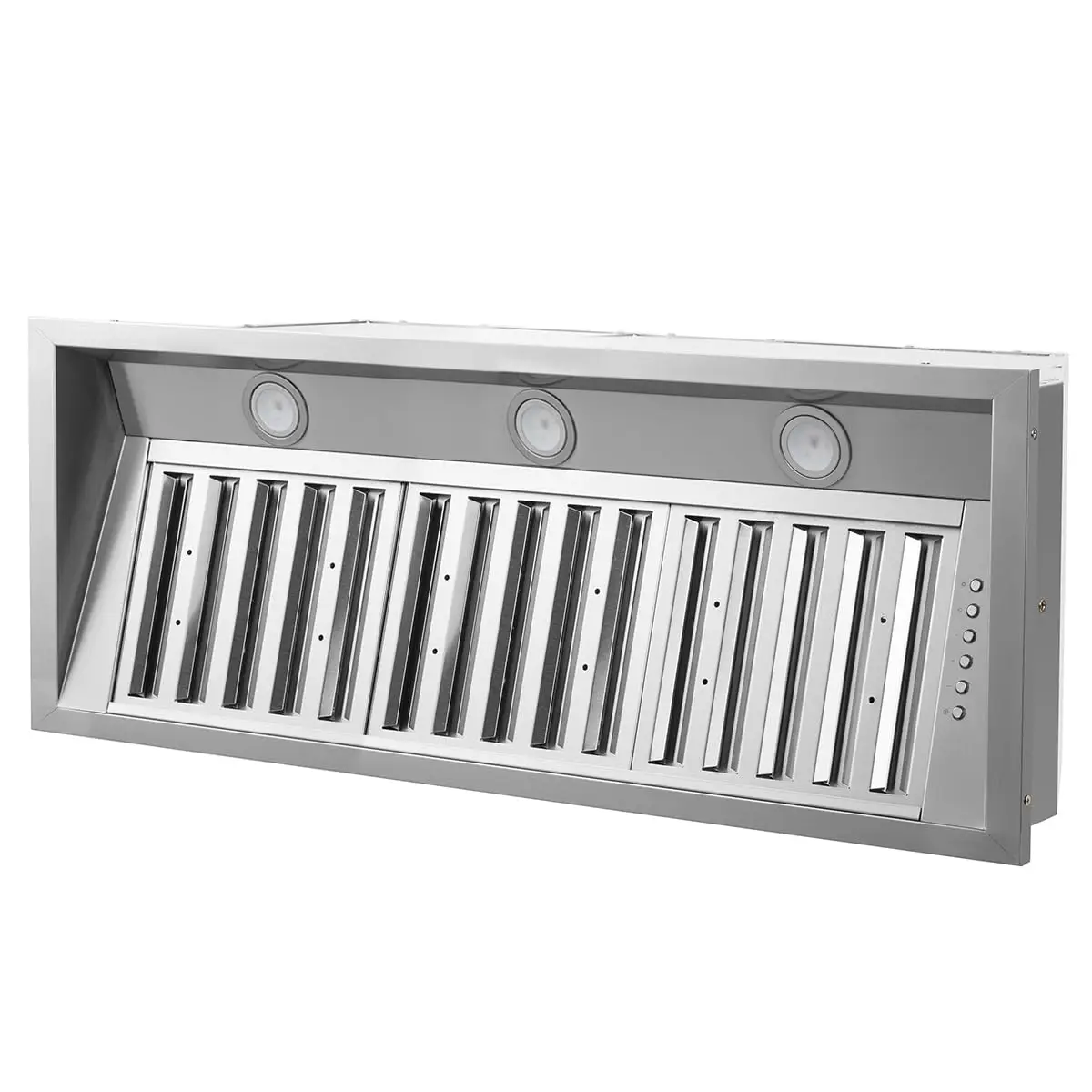48 inch Built-in Range Hood Insert Vent, Dual Motors Stainless Steel Kitchen 1400 CFM with Push Button Control, Ducted