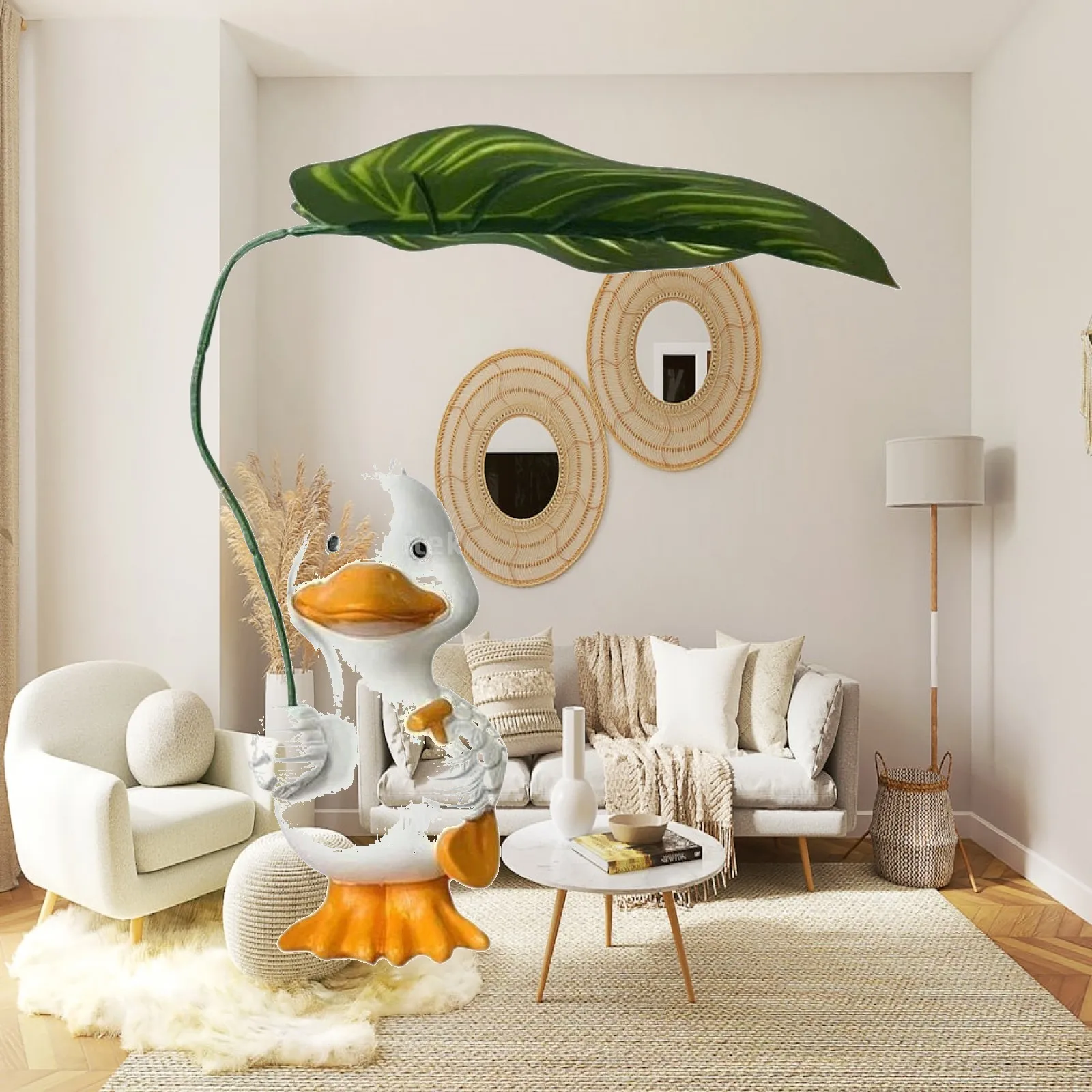 Duck Statue Garden Statue Creative Cartoon Resin Animal Sculpture Desktop Craft Ornament for Cabinet Porch Shelf Office Decor