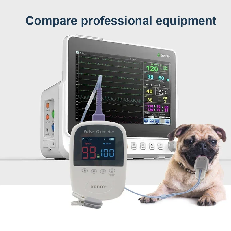 Palm Veterinary Oximeter Pets Use Pulse Oximeter Blood Oxygen Monitor SPO2 Pulse Rate Including Software Bluetooth Handheld Type