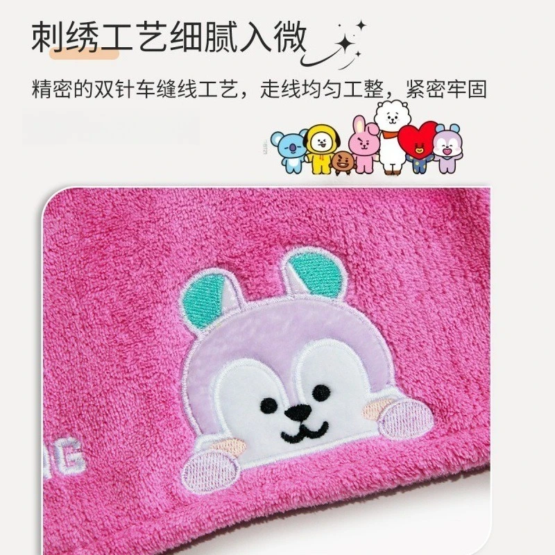 BT21 Cooky RJ Koya Shooky Chimmy Haartrockenmütze mit hohem Farbwert, Cartoon-Druck, verdickt, wasserabsorbierend, schnell trocknend, Duschhaube – Detail 6