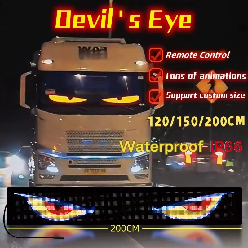 Remote Control Truck Windshield Devil Eye Colorful Lamp Animation Soft Screen LED Matrix Pixel Panel Lighting For Car Hot