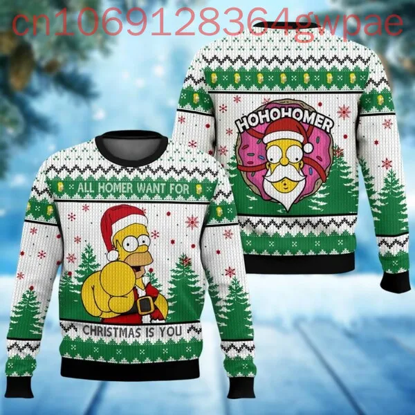 Simpson All Homer Christmas Ugly Sweater Hohohohomer Christmas Is You Simpson Santa Hat Men and Women Sweater Xmas