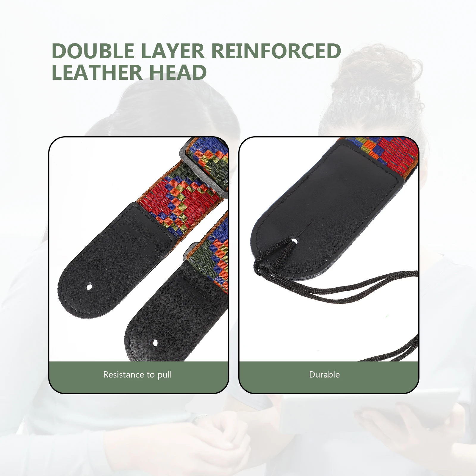 기타 스트랩 조정 가능한 보헤미아 스타일 전기 기타 용 내구성 나일론 우쿨렐레 휴대용 어깨 벨트 음악 공연 야외