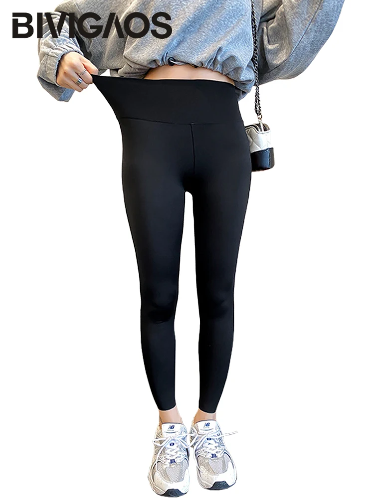 BIVIGAOS wiosna nowy wypoczynek Shark legginsy spodnie damskie szczupłe, obcisłe elastyczne, wysokiej talii czarne sportowe legginsy fitness