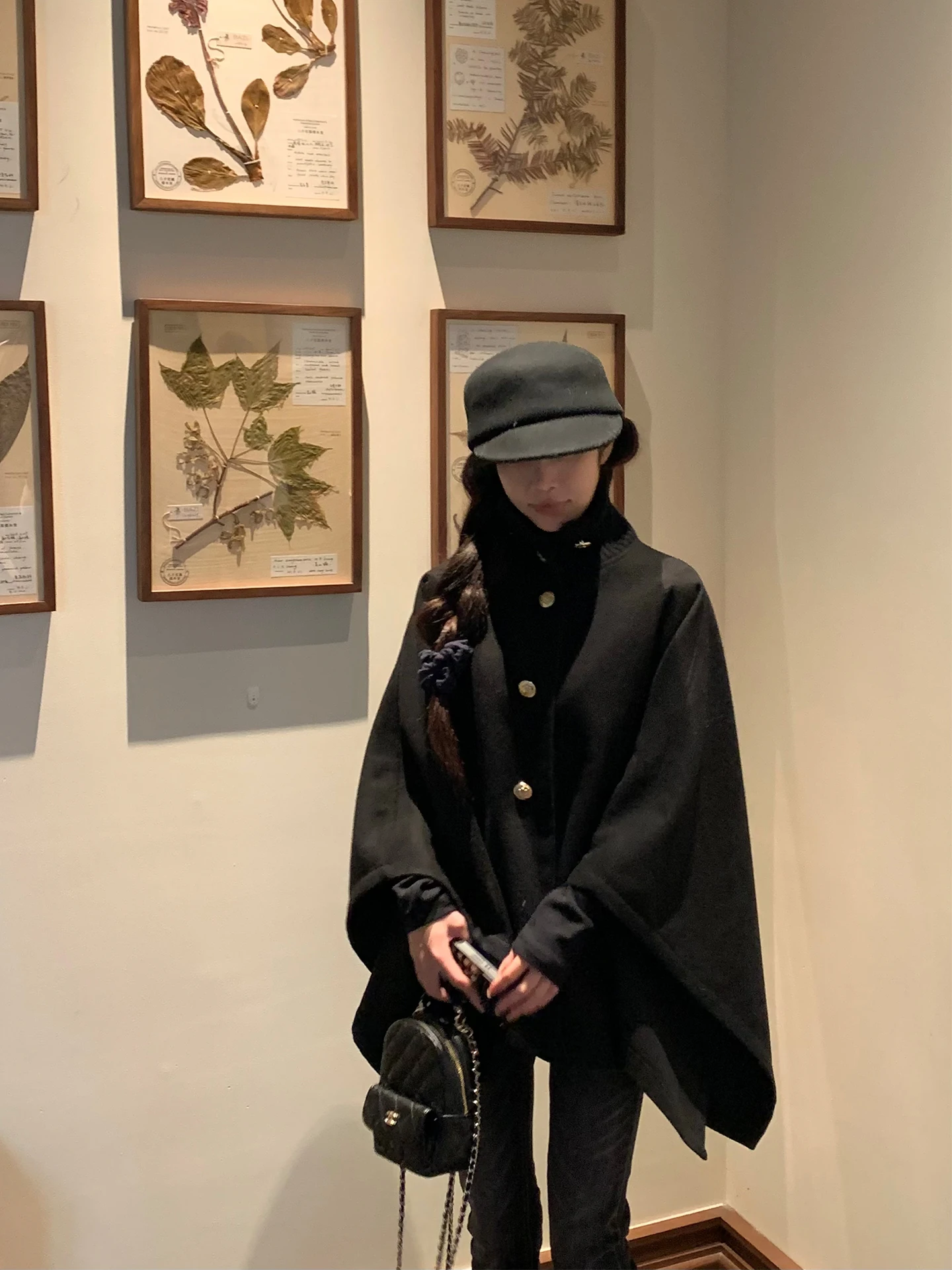 

Bla Woolen awl Coat for Women Faionable High-End Cowl Ne Design Thiened Winter Coat Casual Sle Online Exclusive