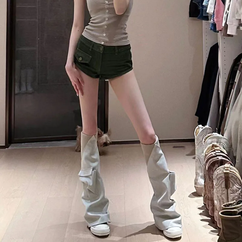 Long boots canvas women's 2026 spring pocket boots over the knee long boots high top knight boots