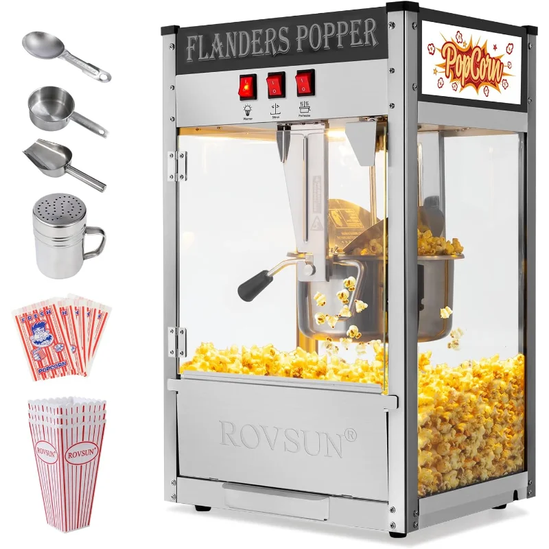 ROVSUN Popcornmaschine im Kino-Stil mit 10-Unzen-Wasserkocher, ergibt bis zu 4 Gallonen, ETL-zertifiziert, Popcorn-Maker auf der Arbeitsplatte