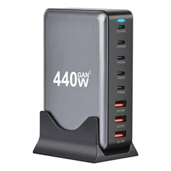 NEW 440W Gan Fast Charge 3.0 USB Type C Fast Charger Mobile 8-port 5C3A PD Charger  Convenient To Carry Tablet Charger