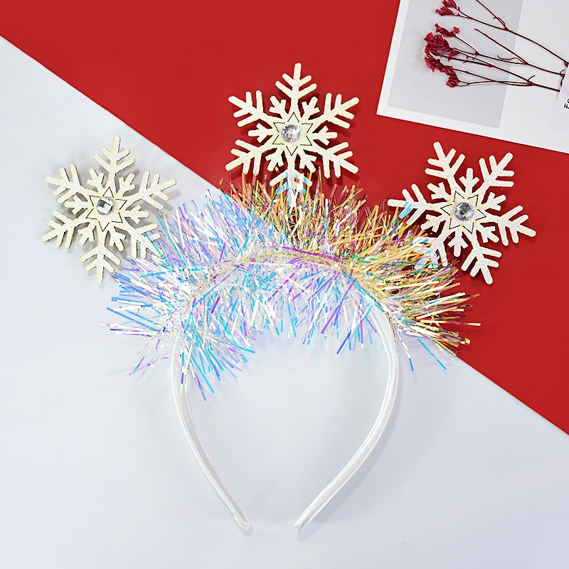 Christmas Snowflakes Headband Glitter Hair Hoop Photo Props Xmas Party Decor Hair Accessories Navidad New Year Eve Party Gifts