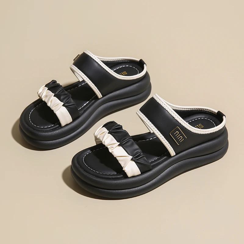 

2025 Summer Thick Heel Slippers Women Fashion Casual Beach Luxury Designer Sandals for Ladies Slip-On Indoor Outdoor Comfort