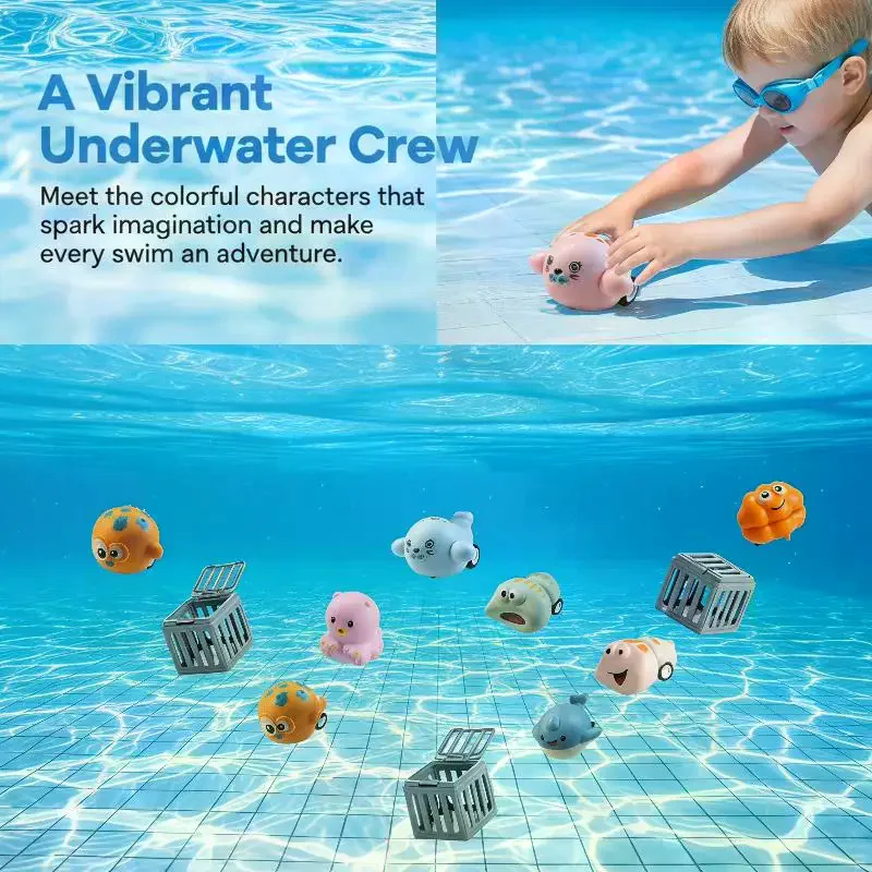 Pool Party Gift New Aquatic Life Swimming And Diving Toys With Cages Child Adult Toys, Toddler Floating Animals