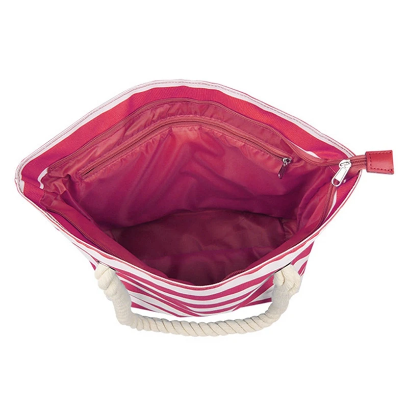Wine Ice Bag With Inner Insulated Compartment Portable Large Capacity Beach Tote Handbag For Outdoor Beach Party