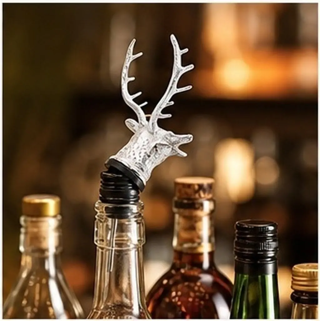 Deer Head Animal Shape Pour Spout for Liquor Wine Bottles Oil Bottles Professional Bar Pourer for Liqueurs Vinegar Dressings