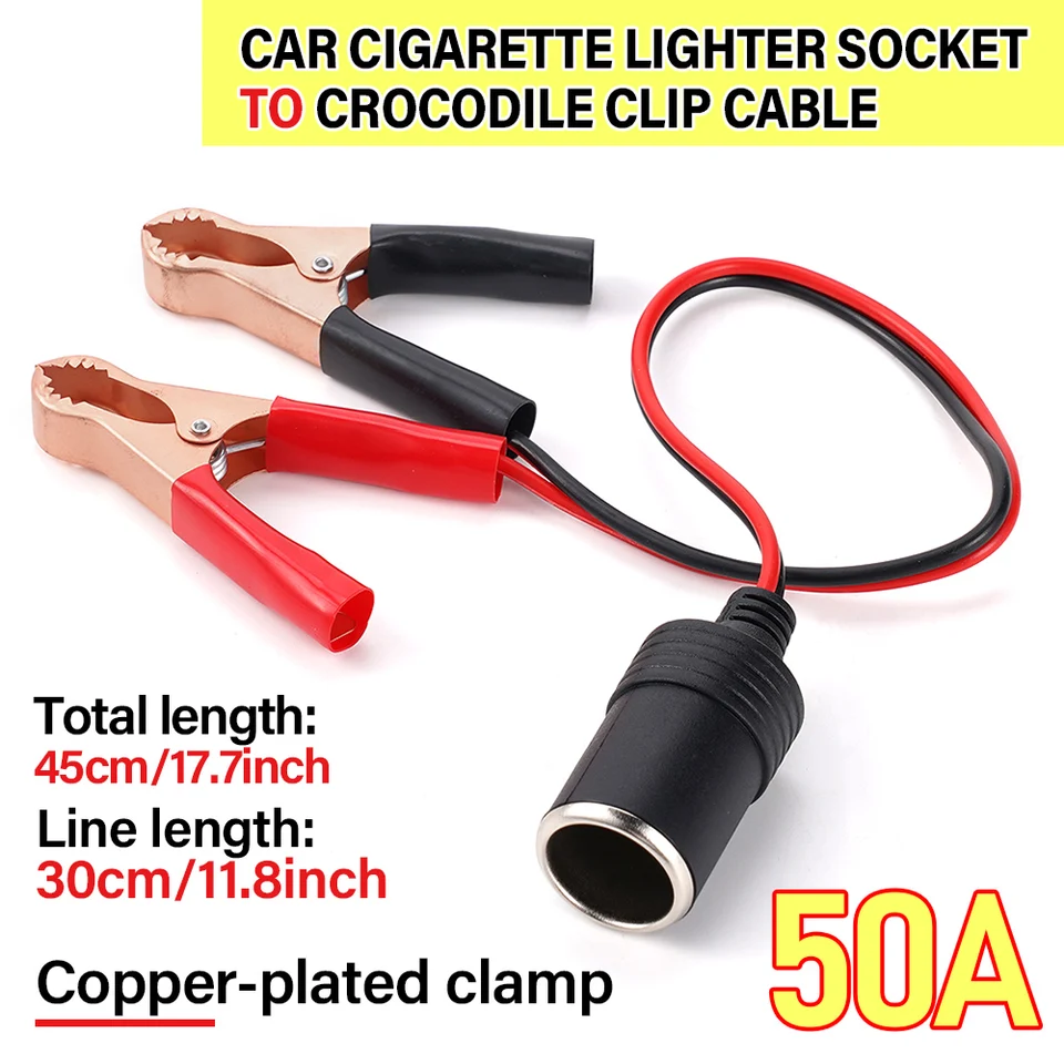 battery tender female cigarette adapter 12V Car Accessories 50A Female Batteries Socket Plug Car Battery Terminal  Clamp Clip Cigarette Lighter Power Socket Adaptor